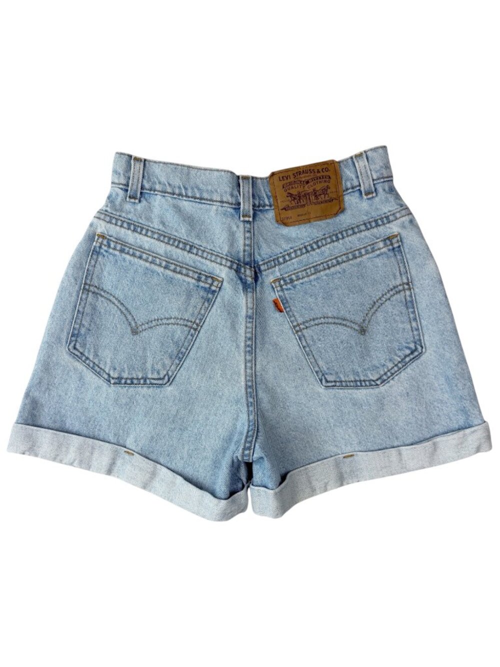 Vintage Levis Shorts Womens 25 Orange Tab 954 Cuffed Hem Denim 90s